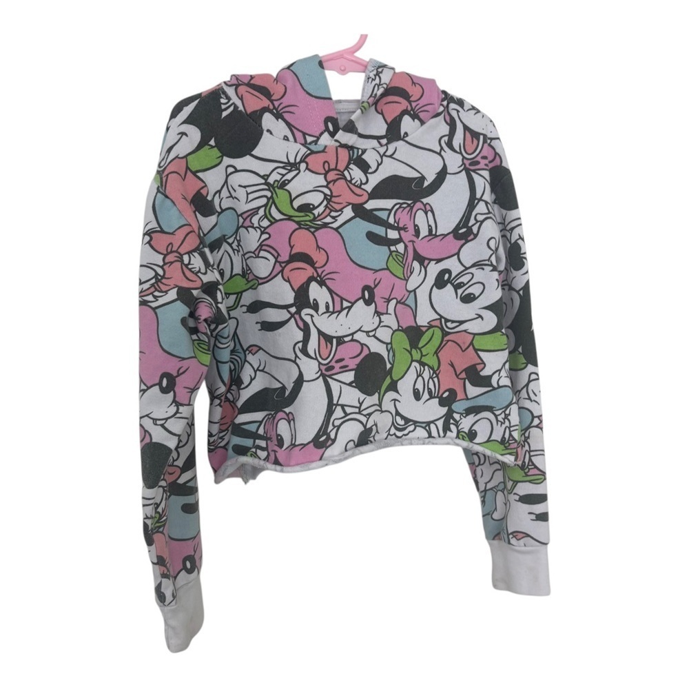 3/$15 Disney kids Mickey and friends Character Print pullover crop Hoodie 7/8